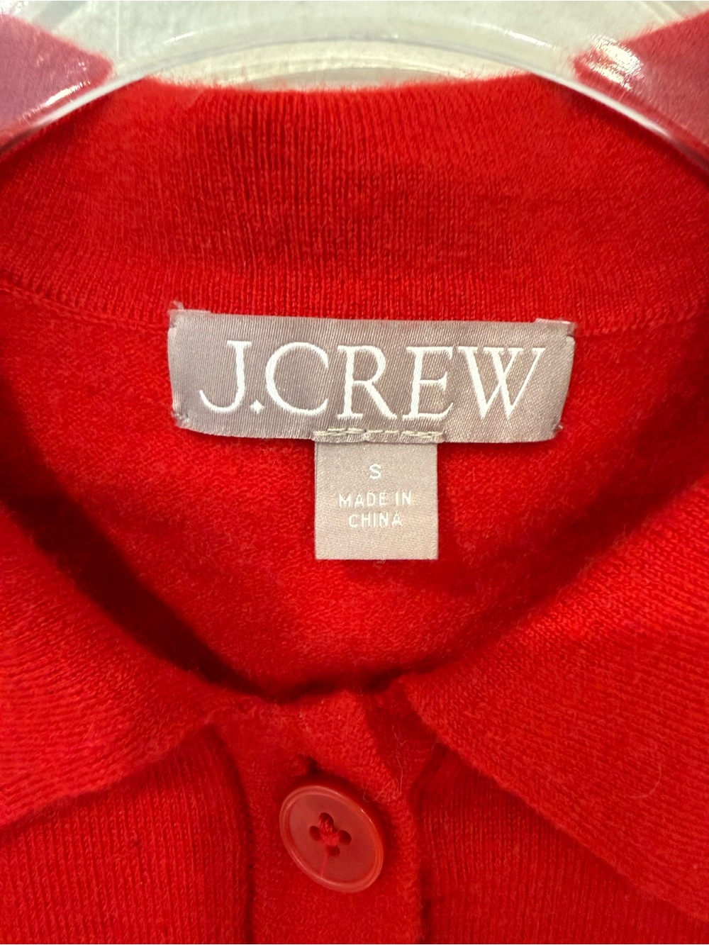 J.Crew Red Featherweight Cashmere Blend Polo Sweater Small Holiday - Picture 3 of 9